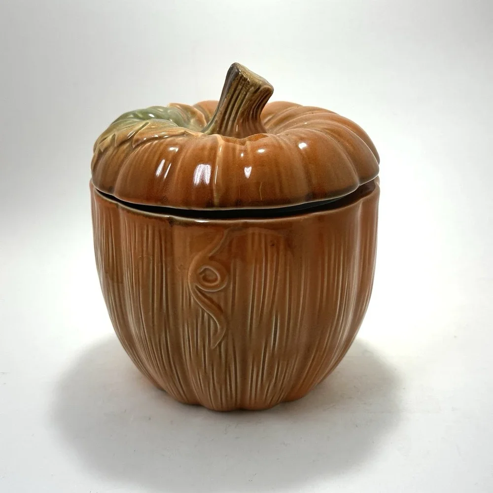 Ceramic Pumpkin Jar‎ w/ Lid & Seal | 6.5